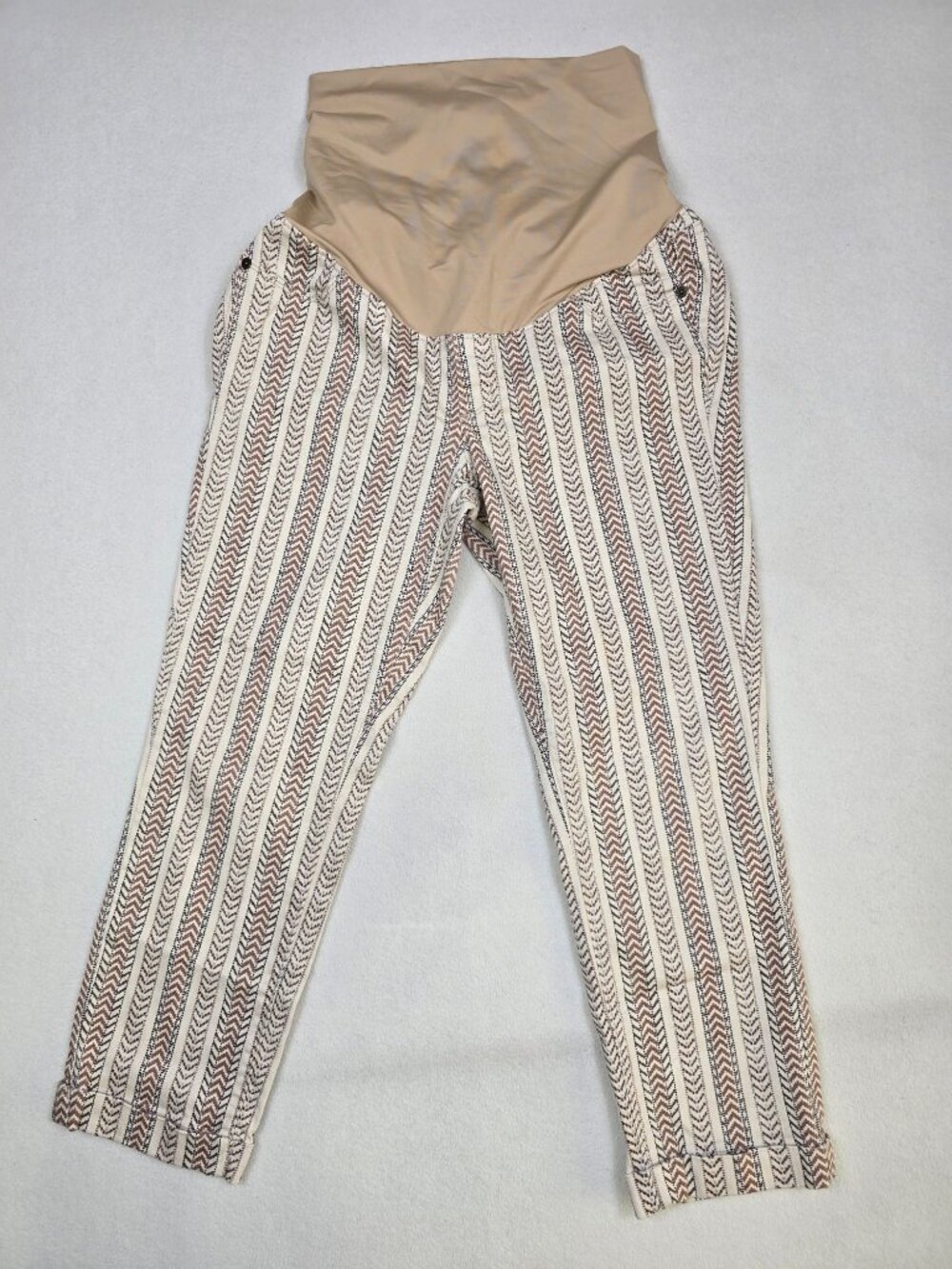Loft Maternity Striped Chevron Pants Size 6 Beige & Brown